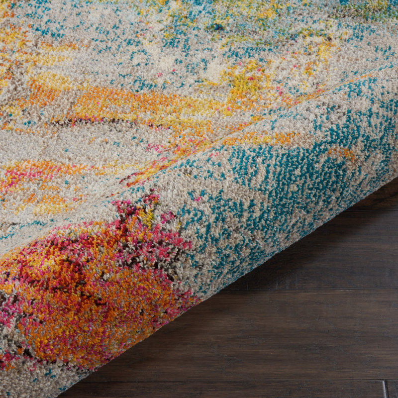 Williston Adrihana Performance Blue/Yellow Rug & Reviews Wayfair